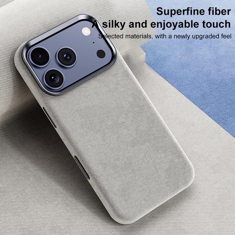 Compatible with iPhone 18 Pro Max & 17 Pro Max Flannel Textured Magnetic Full Coverage Phone Case - Brown