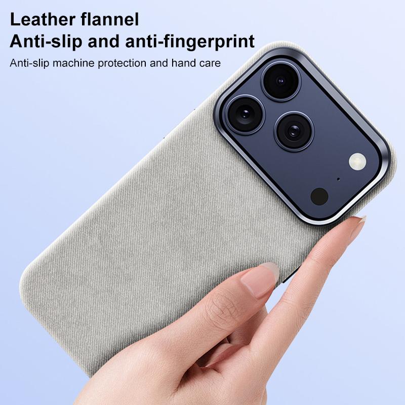 Compatible with iPhone 18 Pro Max & 17 Pro Max Flannel Textured Magnetic Full Coverage Phone Case - Brown
