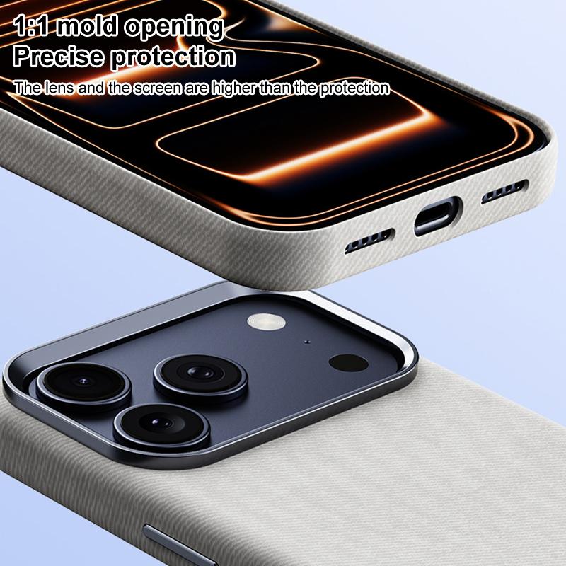 Compatible with iPhone 18 Pro Max & 17 Pro Max Flannel Textured Magnetic Full Coverage Phone Case - Brown