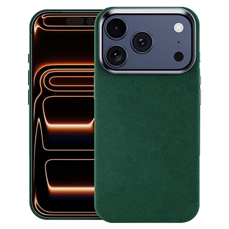 Compatible with iPhone 18 Pro Max & 17 Pro Max Flannel Textured Magnetic Full Coverage Phone Case - Dark Green