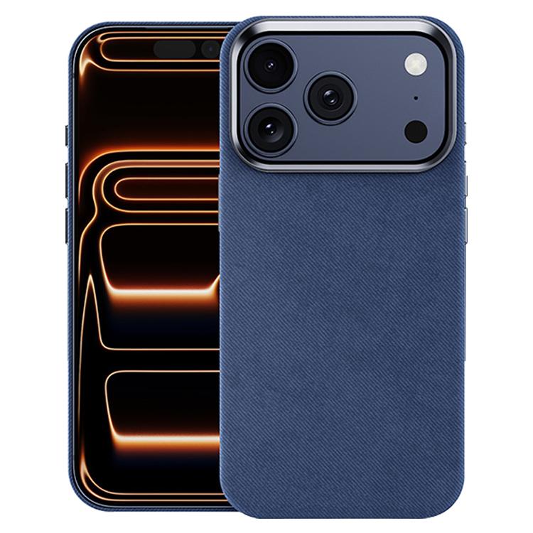 Compatible with iPhone 18 Pro Max & 17 Pro Max Flannel Textured Magnetic Full Coverage Phone Case - Dark Blue