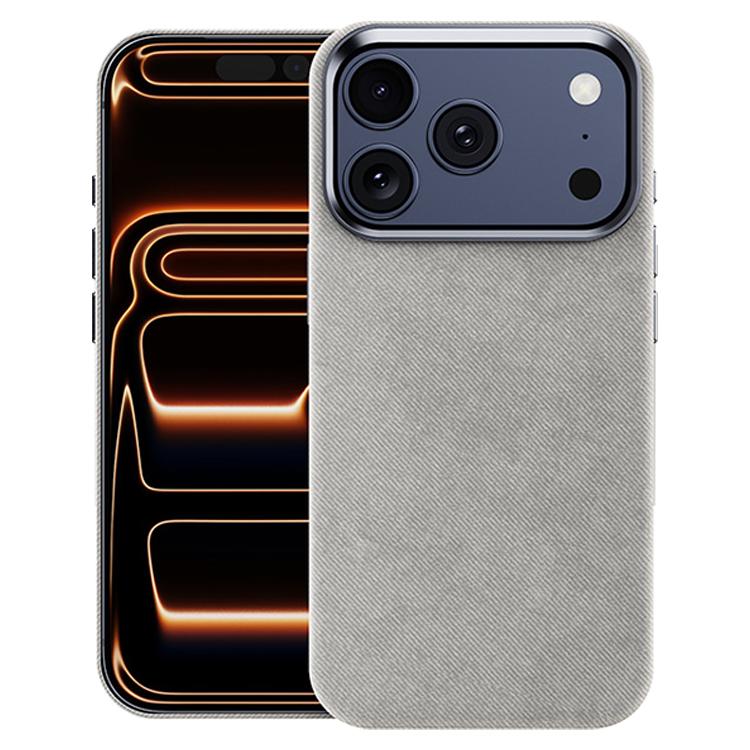 Compatible with iPhone 18 Pro Max & 17 Pro Max Flannel Textured Magnetic Full Coverage Phone Case - Silver Grey