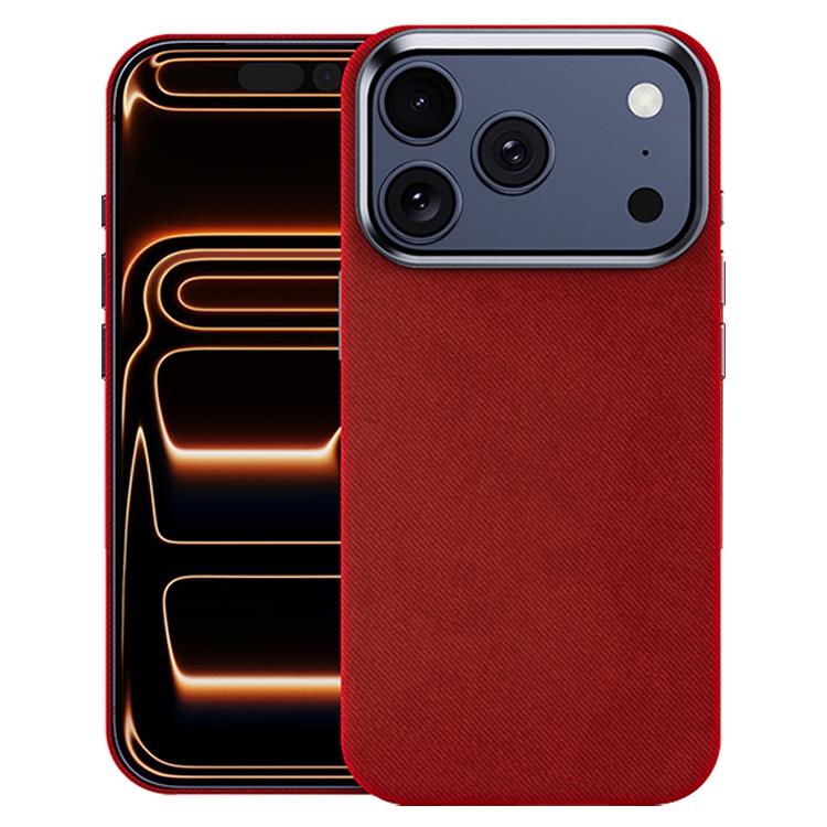 Compatible with iPhone 18 Pro Max & 17 Pro Max Flannel Textured Magnetic Full Coverage Phone Case - Red