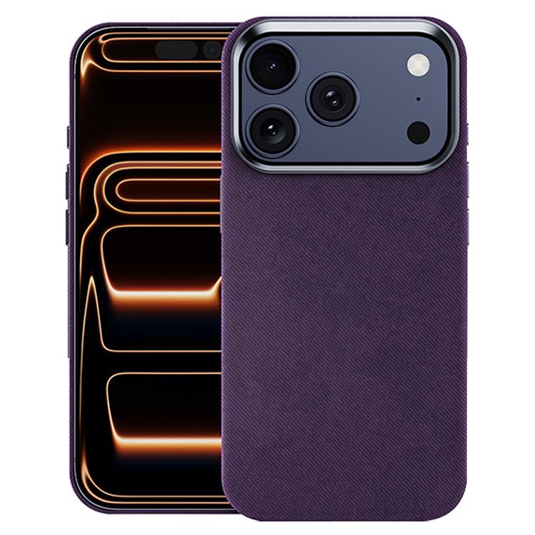 Compatible with iPhone 18 Pro & 17 Pro Flannel Textured Magnetic Full Coverage Phone Case - Dark Purple