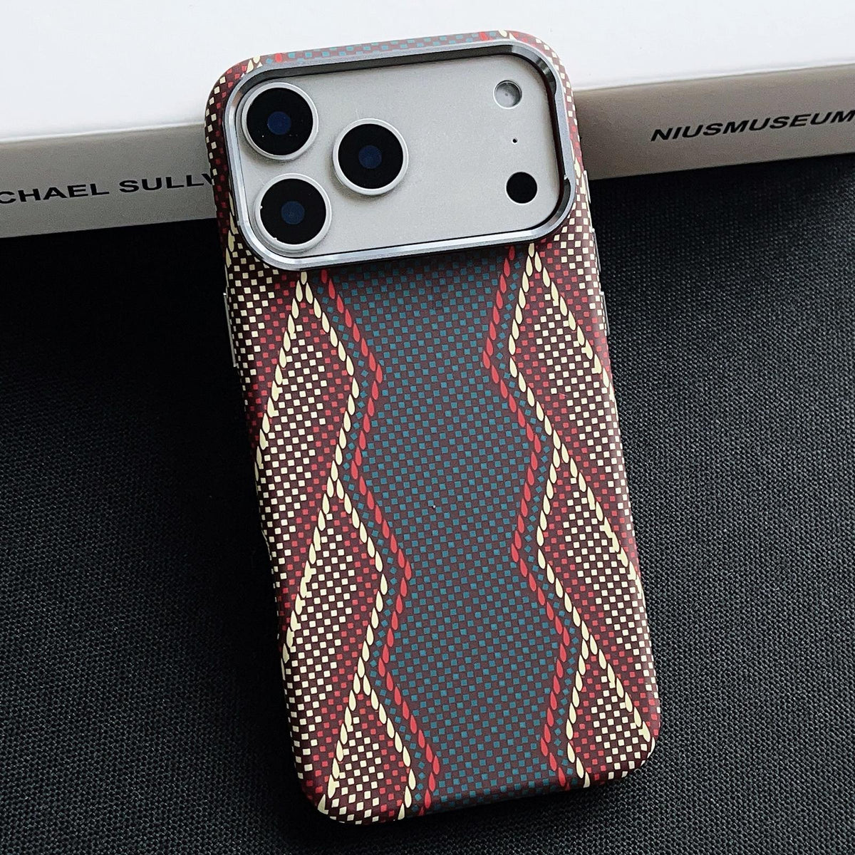 Compatible with iPhone 18 Pro Max & 17 Pro Max Electroplated PC Shockproof Full Coverage Magnetic Phone Case - Wine Red + Yellow