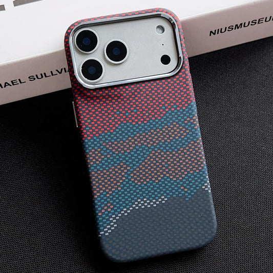 Compatible with iPhone 18 Pro Max & 17 Pro Max Electroplated PC Shockproof Full Coverage Magnetic Phone Case - Red + Blue