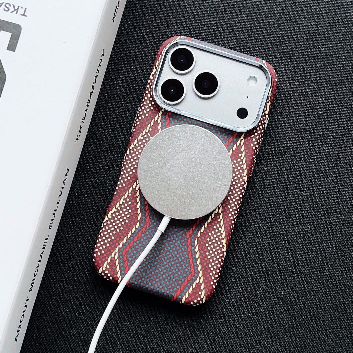 Compatible with iPhone 18 Pro Max & 17 Pro Max Electroplated PC Shockproof Full Coverage Magnetic Phone Case - Red + Blue