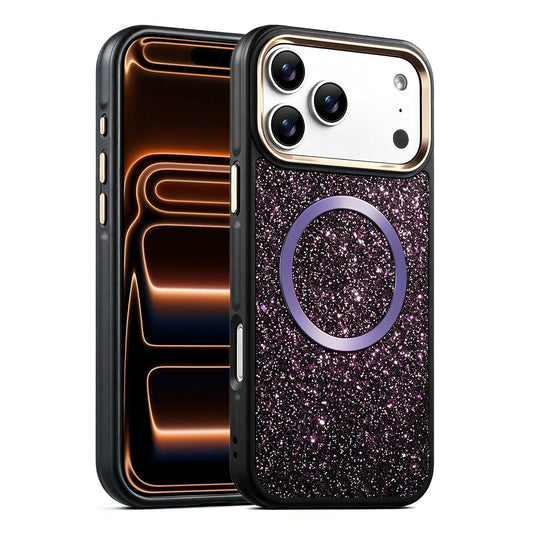 Compatible with iPhone 18 Pro Max & 17 Pro Max Glitter Airbag Shockproof Magnetic Phone Case - Dark Purple