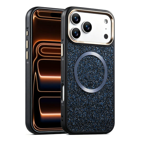 Compatible with iPhone 18 Pro Max & 17 Pro Max Glitter Airbag Shockproof Magnetic Phone Case - Navy Blue