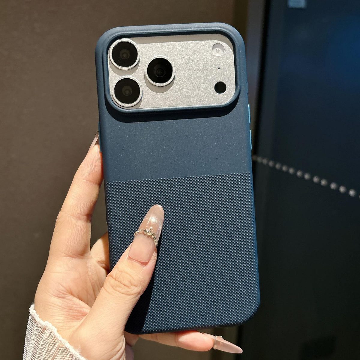 Compatible with iPhone 18 Pro & 17 Pro Polka Dot Velvet TPU Shockproof Phone Case - Royal Blue