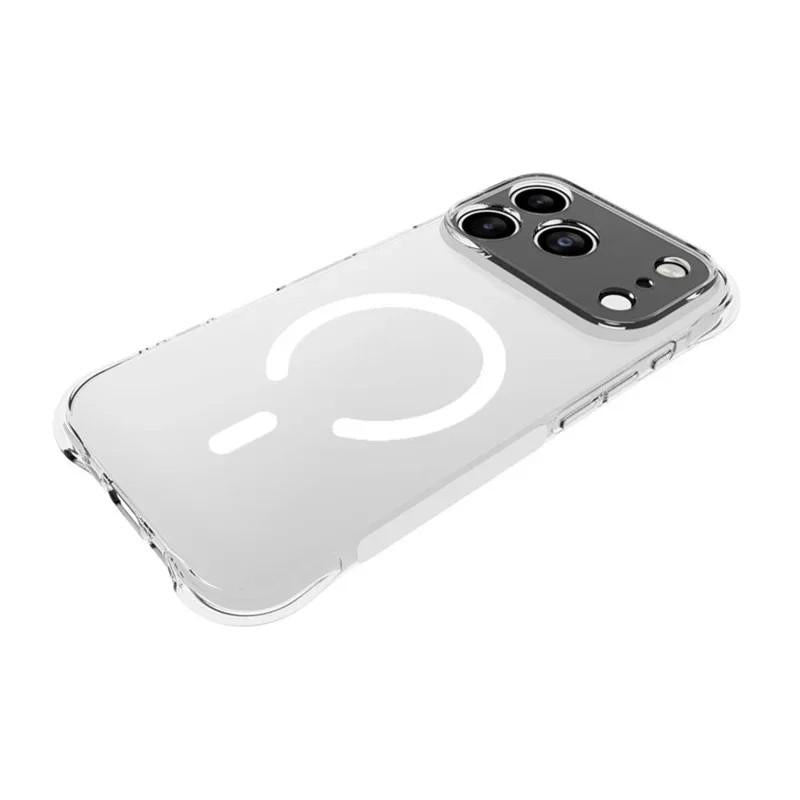 Compatible with iPhone 18 Pro Max WANLONFENG Transparent Magnetic Four-Corner Shockproof TPU Phone Case with Screen Film - Transparent