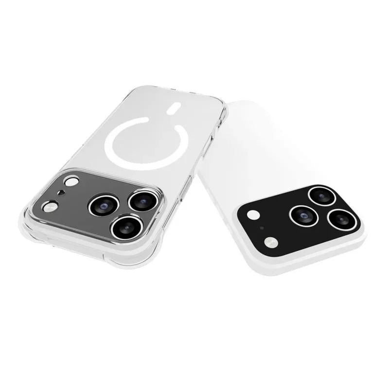 Compatible with iPhone 18 Pro Max WANLONFENG Transparent Magnetic Four-Corner Shockproof TPU Phone Case with 2pcs Screen Films - Transparent