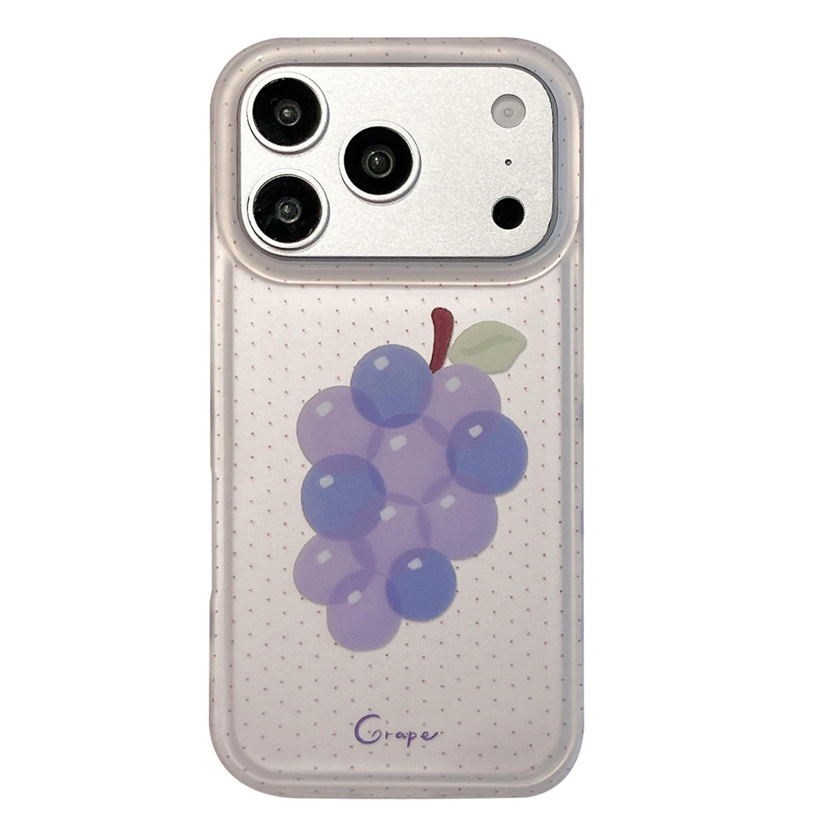 Compatible with iPhone 18 Pro Max & 17 Pro Max Frosted Black Polka Dot Full Coverage TPU Phone Case - Grape