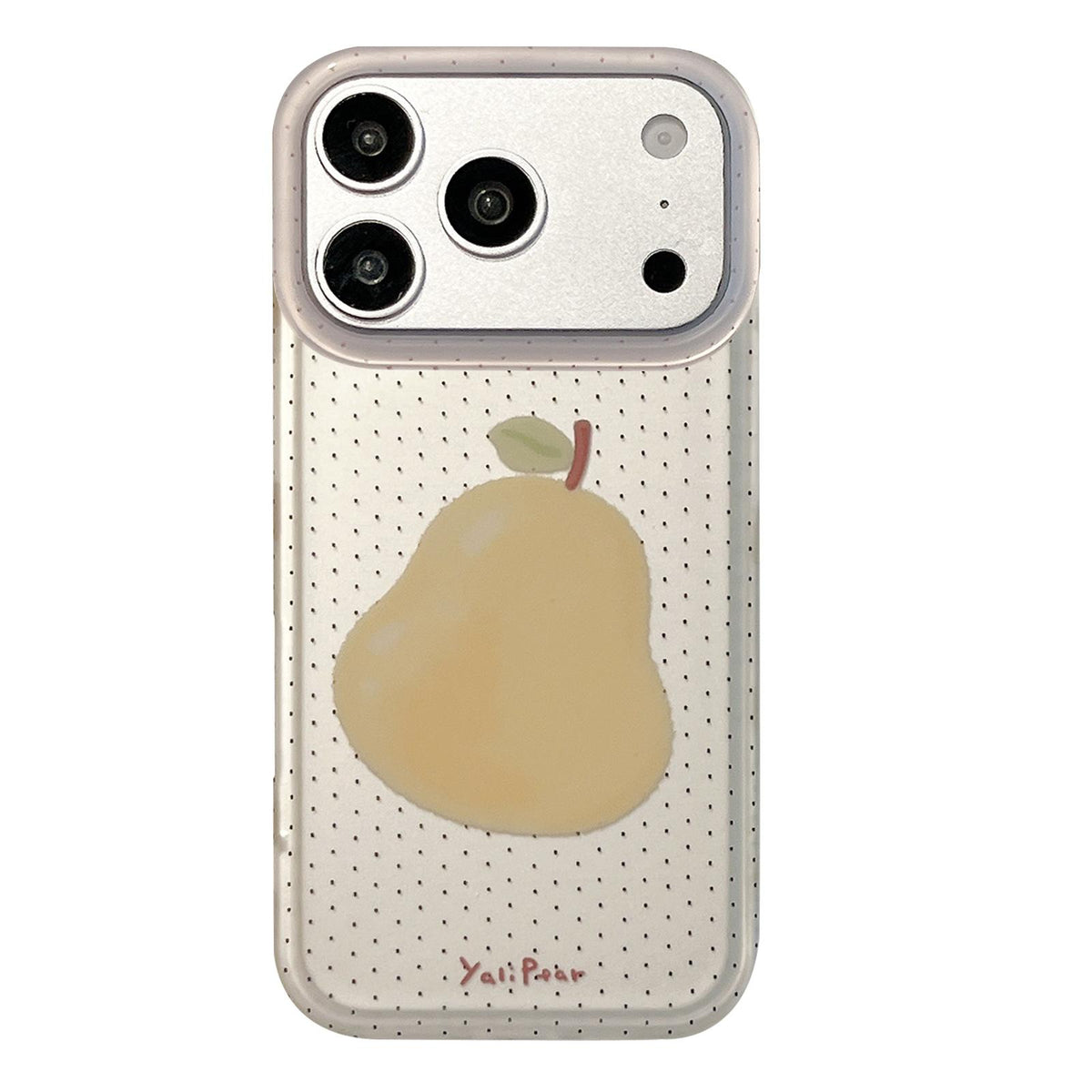 Compatible with iPhone 18 Pro & 17 Pro Frosted Black Polka Dot Full Coverage TPU Phone Case - Pear