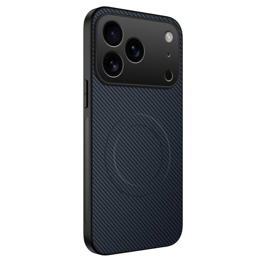 Compatible with iPhone 18 Pro Max WANLONFENG TQ Series Magnetic Carbon Fiber Texture PC Dual-Layer TPU Phone Case - Sapphire Blue