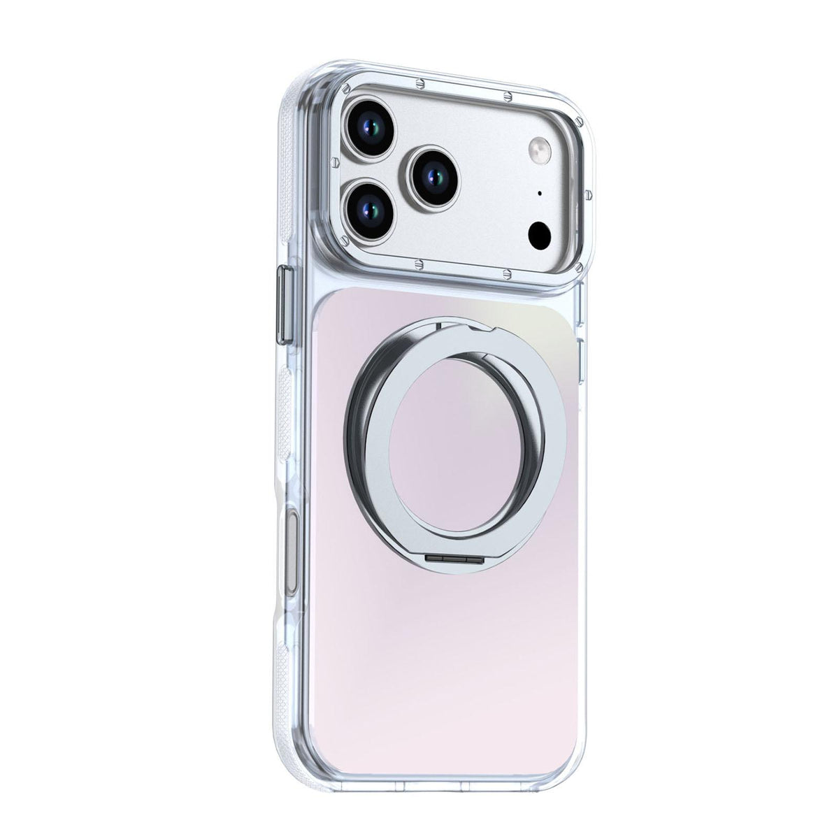 Compatible with iPhone 18 Pro Max Dual Color Gradient Discolor 360 Degree Rotation Holder Magnetic Phone Case - White