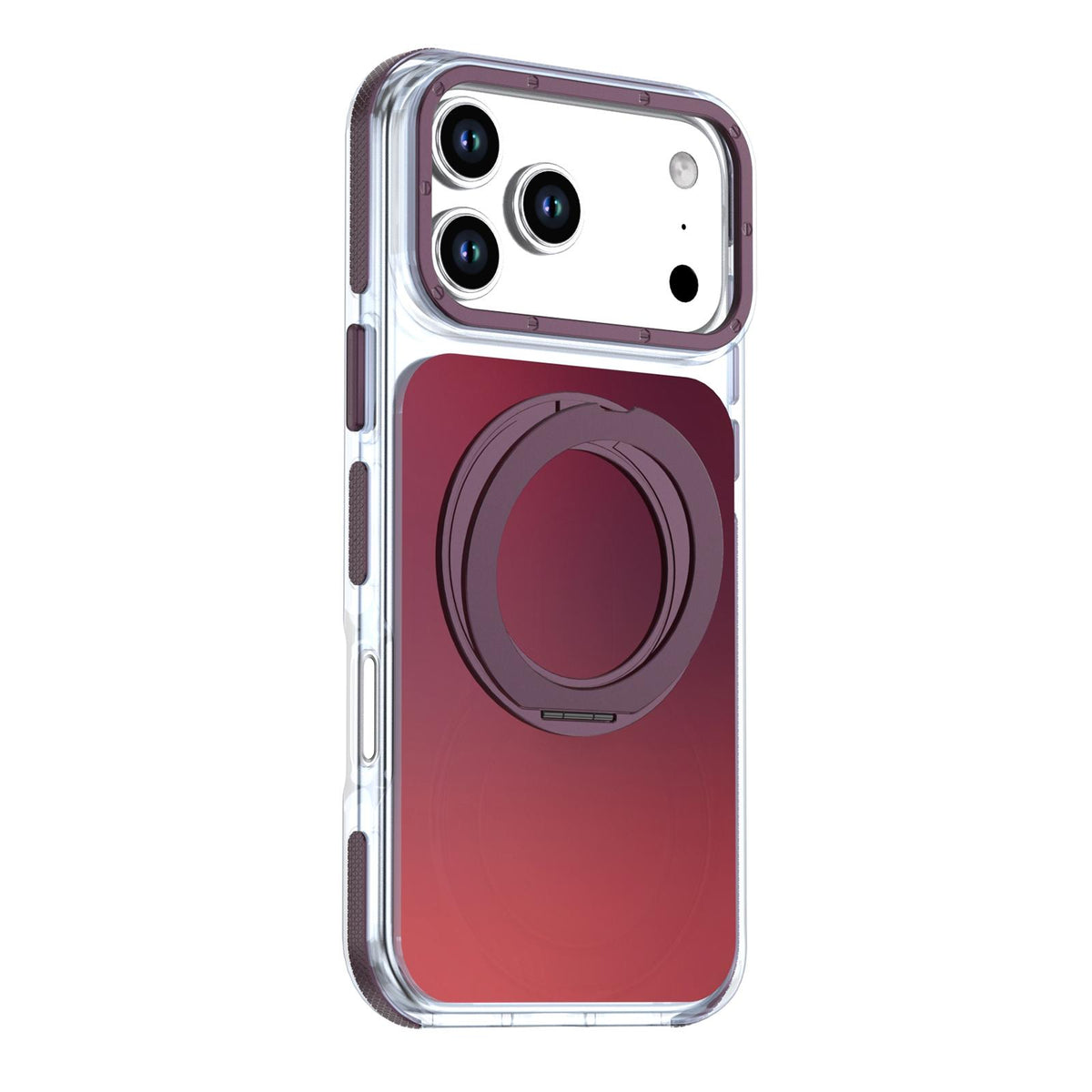 Compatible with iPhone 18 Pro Max Dual Color Gradient Discolor 360 Degree Rotation Holder Magnetic Phone Case - Cherry Red