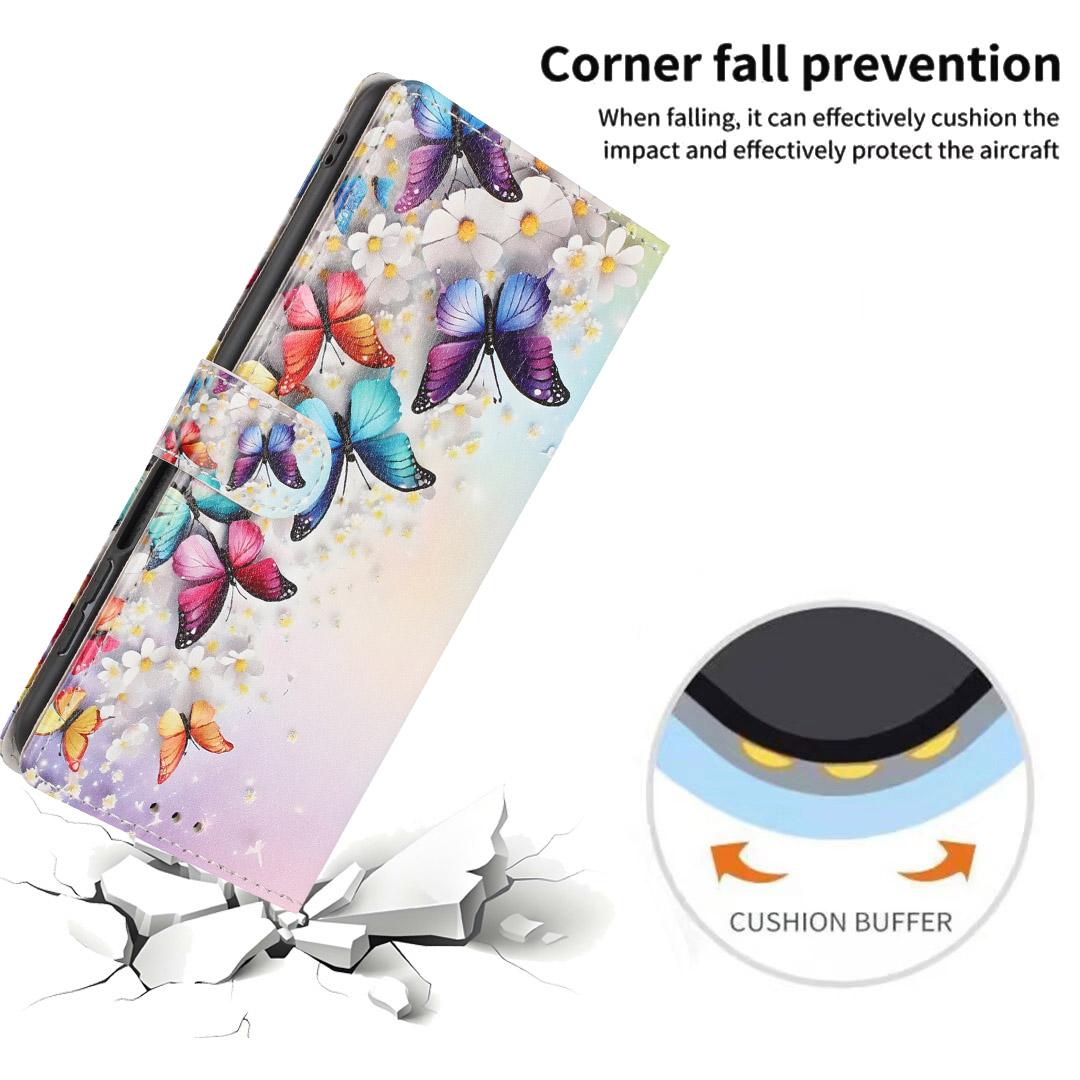 Compatible with iPhone 18 Pro Max Colorful Painting Vegan Leather Phone Case with Lanyard - Colorful Butterflies