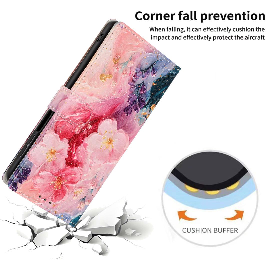 Compatible with iPhone 18 Pro Max Colorful Painting Vegan Leather Phone Case with Lanyard - Oil Painting Flowers