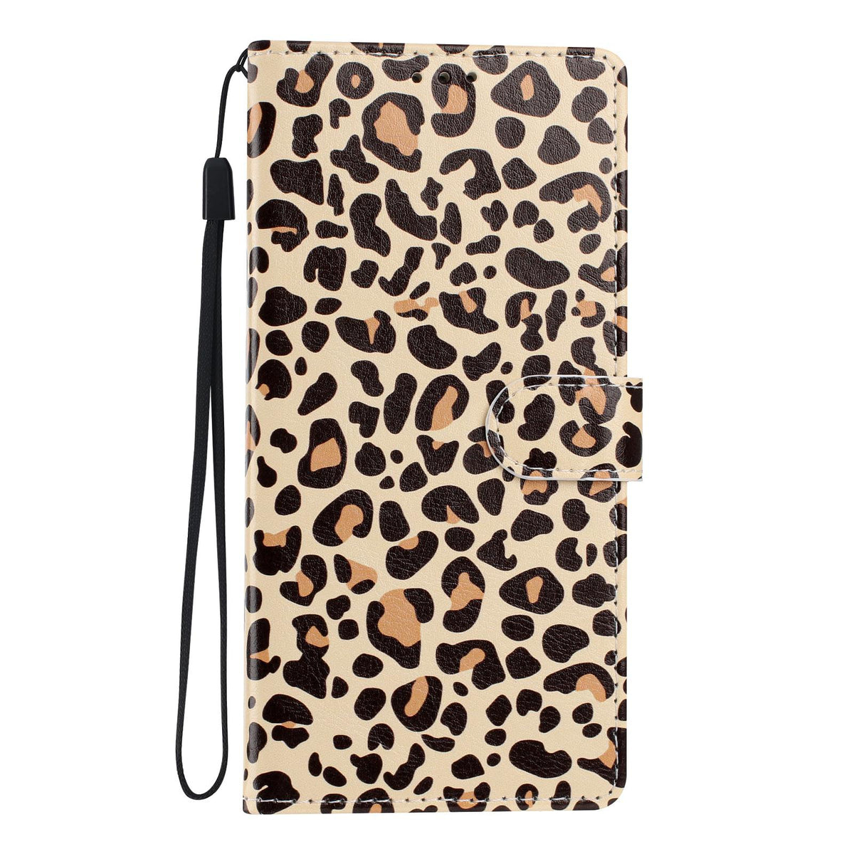 Compatible with iPhone 18 Pro Colorful Painting Vegan Leather Phone Case with Lanyard - Leopard Print