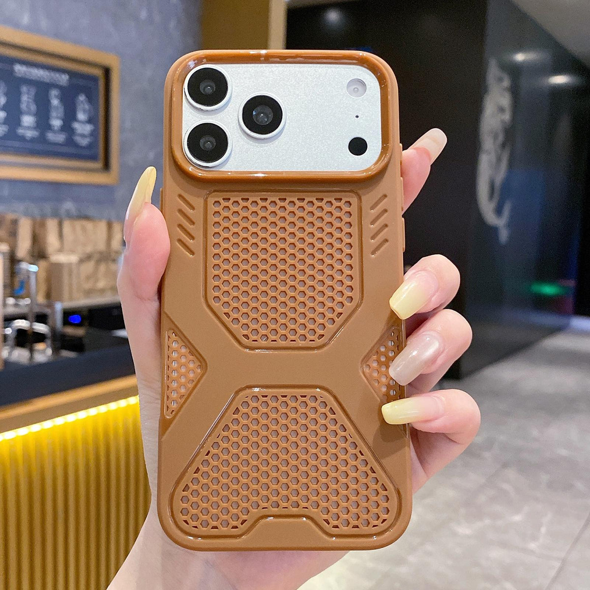 Compatible with iPhone 18 Pro Max & 17 Pro Max X Armor Heat Dissipation TPU Phone Case - Coffee