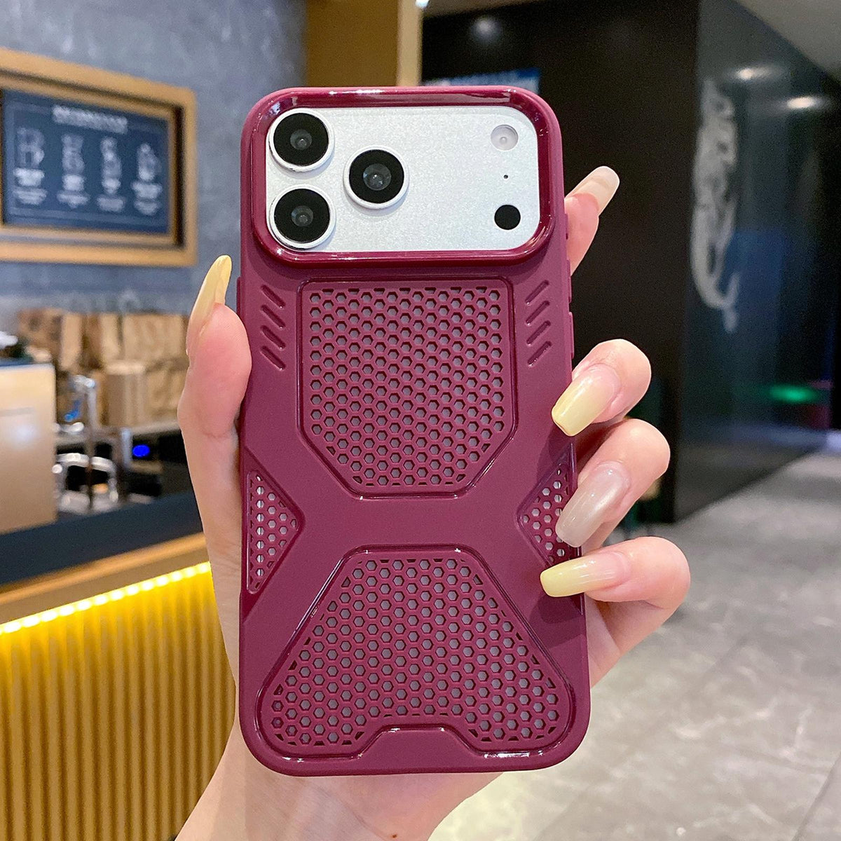 Compatible with iPhone 18 Pro & 17 Pro X Armor Heat Dissipation TPU Phone Case - Wine Red