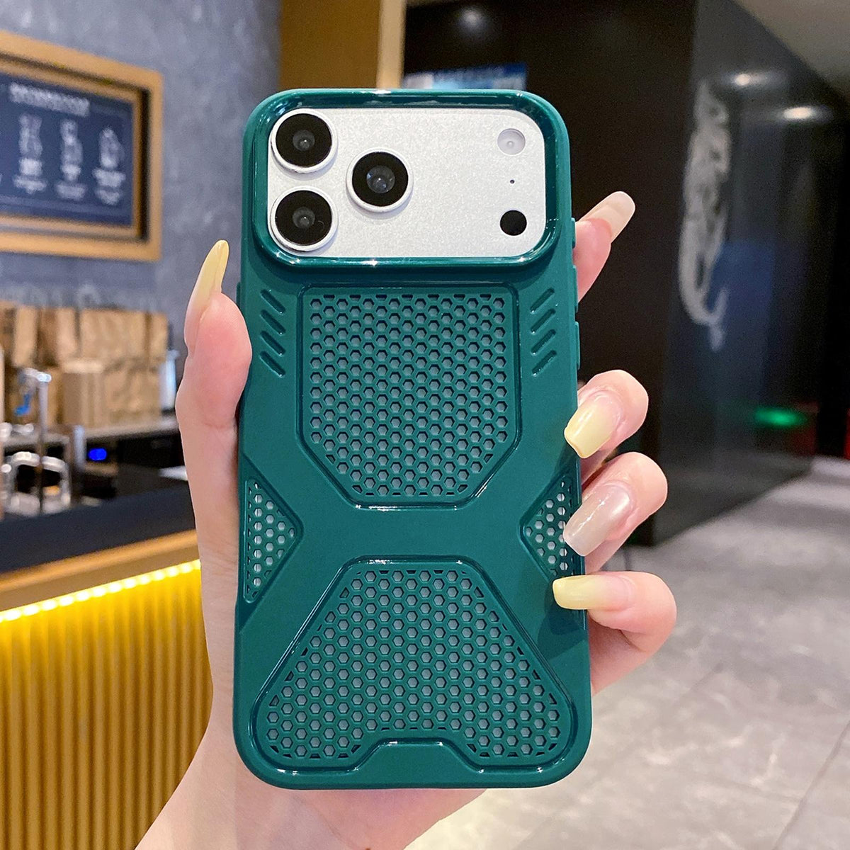 Compatible with iPhone 18 Pro & 17 Pro X Armor Heat Dissipation TPU Phone Case - Dark Green
