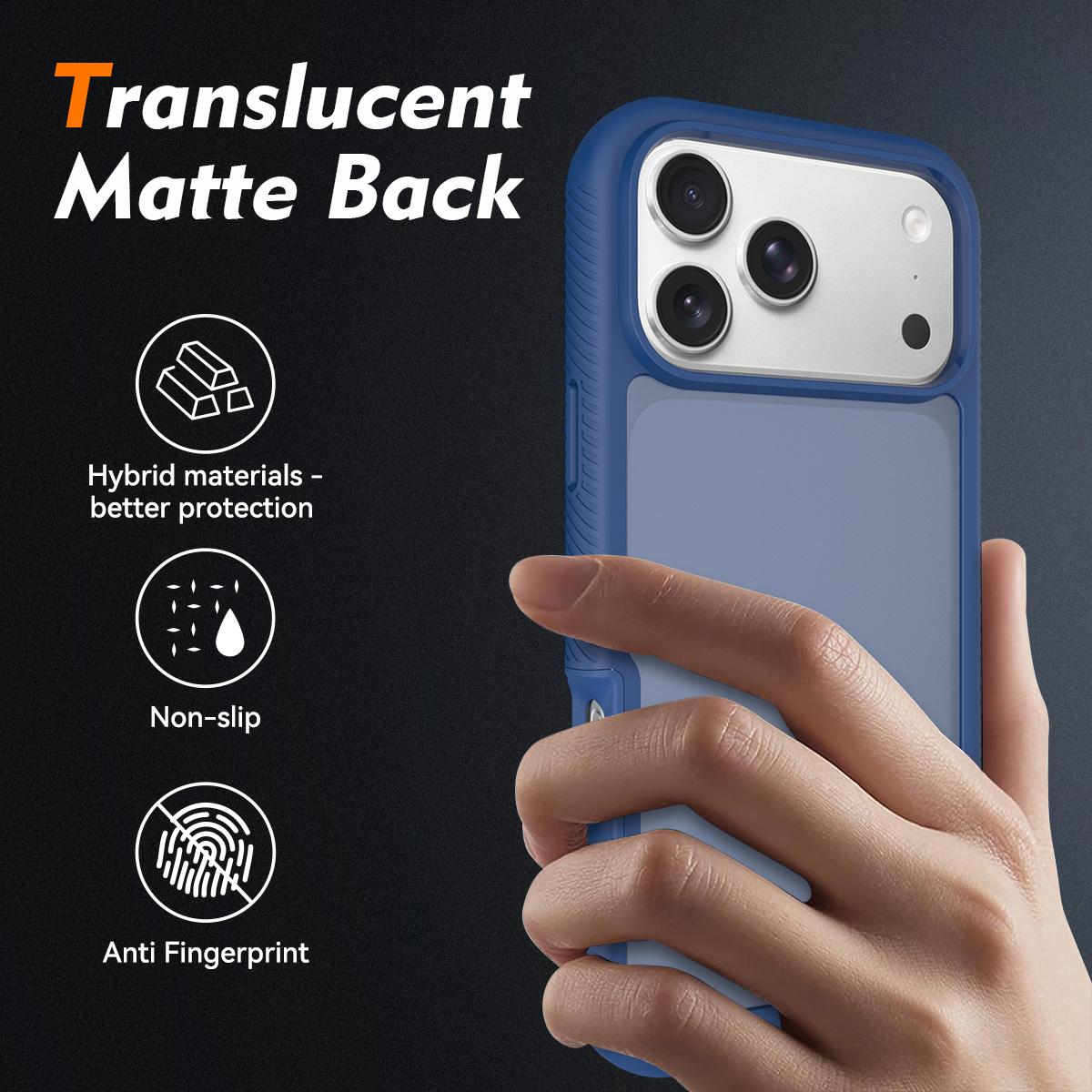 Compatible with iPhone 18 Pro Max Starry Sky Matte Two-Tone Shockproof TPU Dual-Layer PC Phone Case - Blue