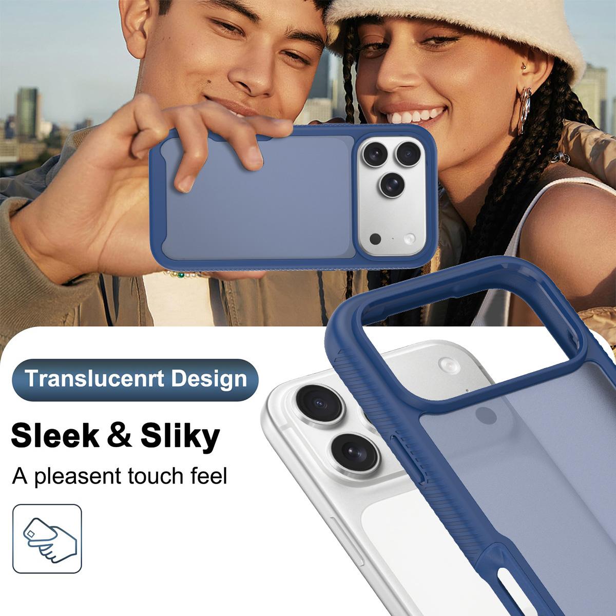 Compatible with iPhone 18 Pro Max Starry Sky Matte Two-Tone Shockproof TPU Dual-Layer PC Phone Case - Blue