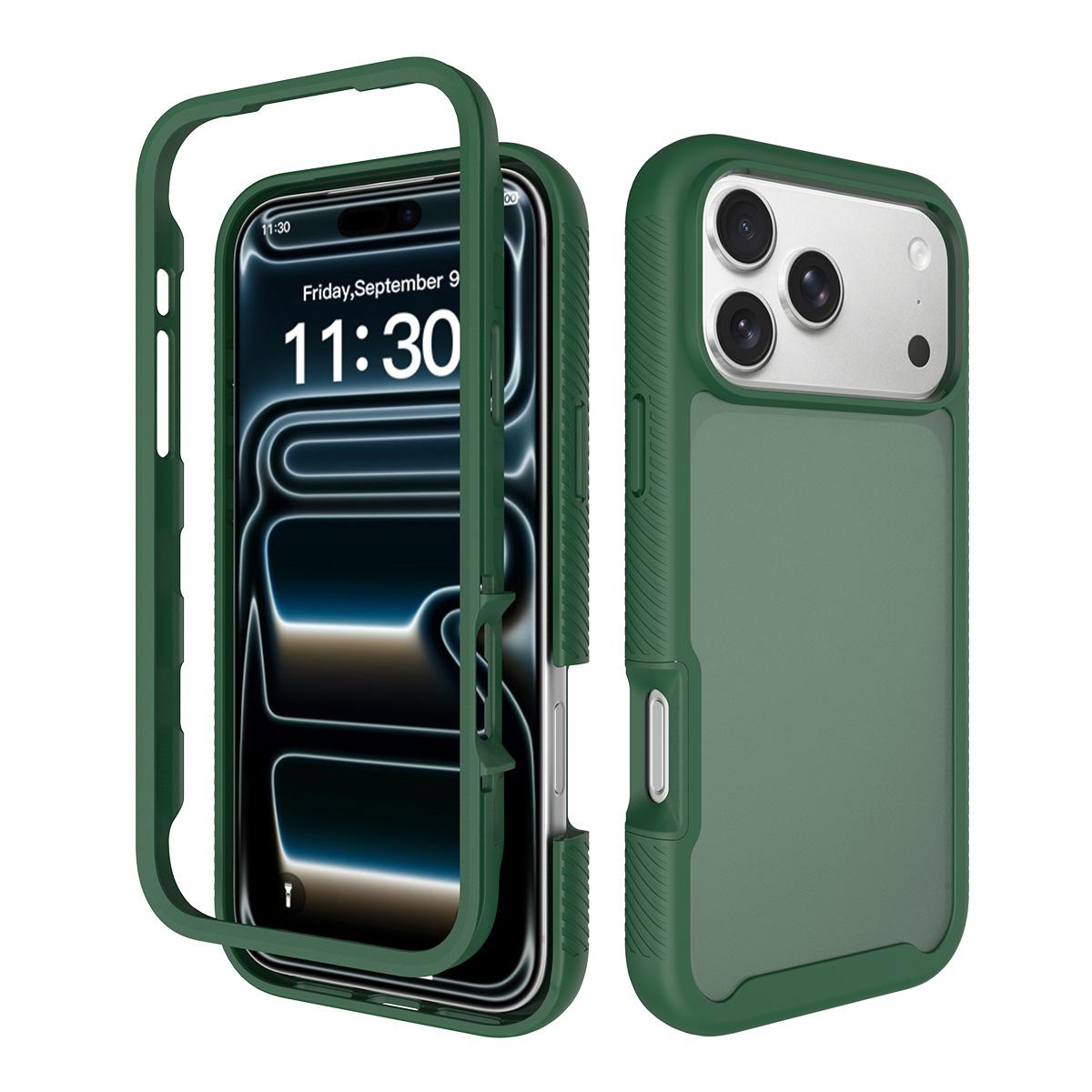 Compatible with iPhone 18 Pro Max Starry Sky Matte Two-Tone Shockproof TPU Dual-Layer PC Phone Case - Green