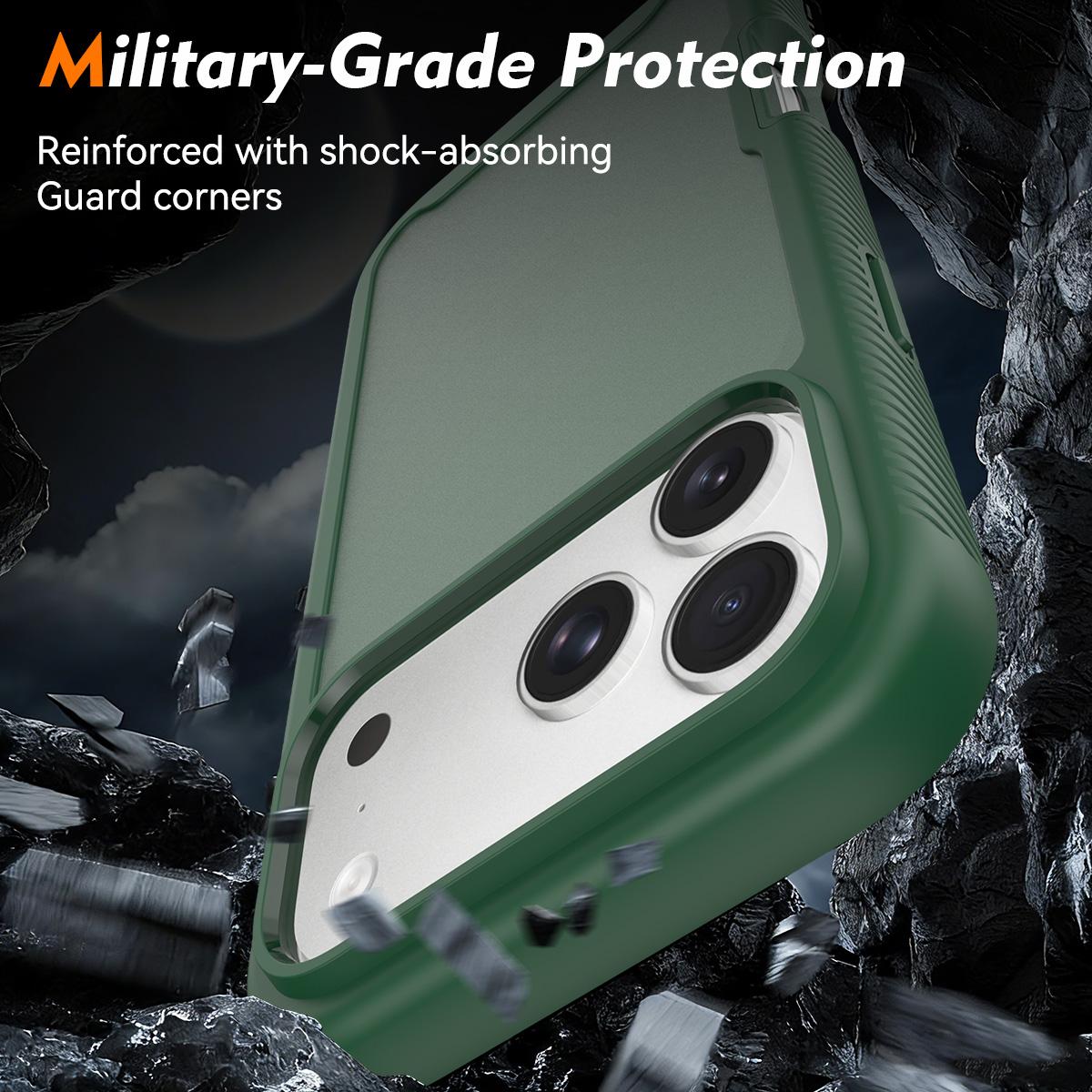 Compatible with iPhone 18 Pro Max Starry Sky Matte Two-Tone Shockproof TPU Dual-Layer PC Phone Case - Green