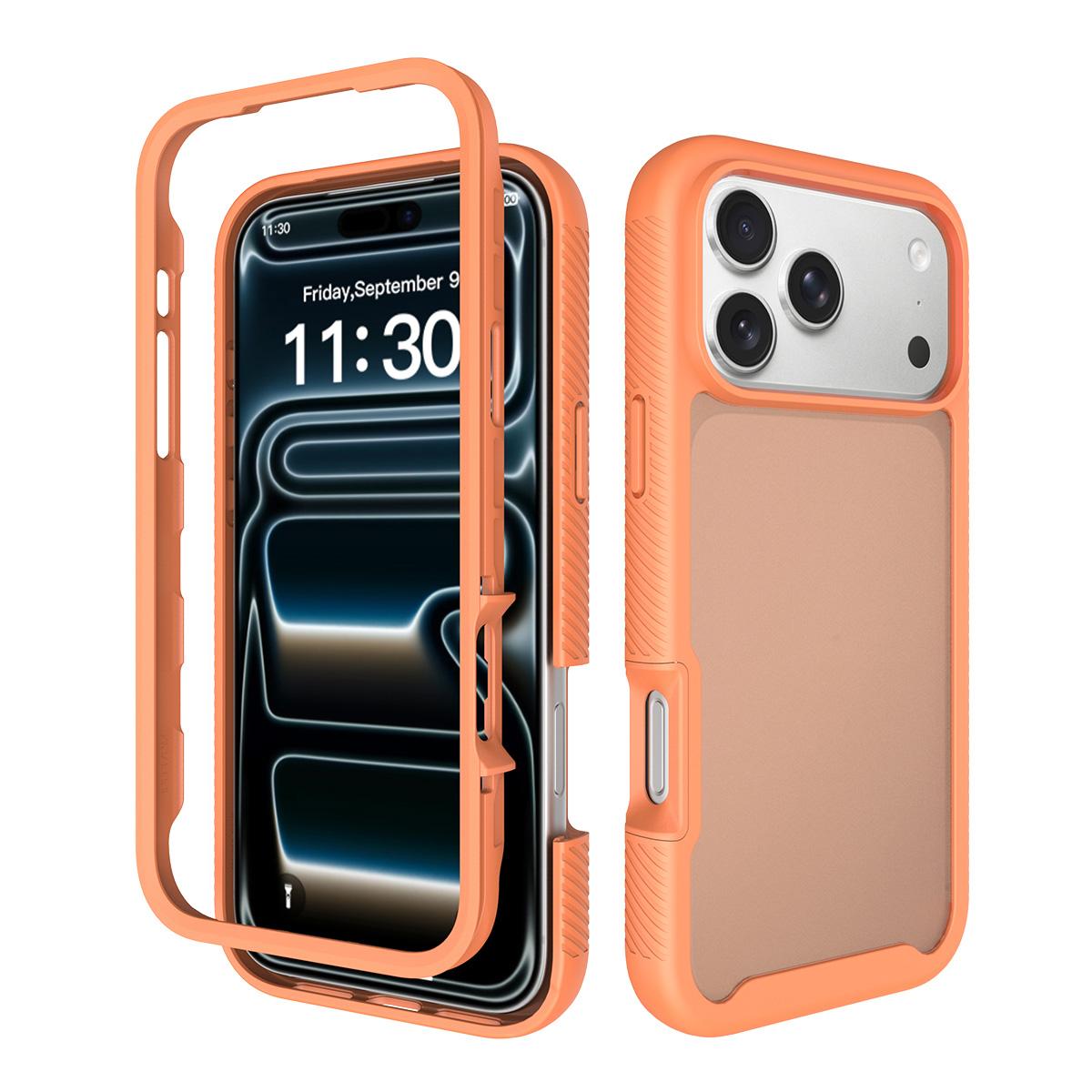Compatible with iPhone 18 Pro Max Starry Sky Matte Two-Tone Shockproof TPU Dual-Layer PC Phone Case - Orange