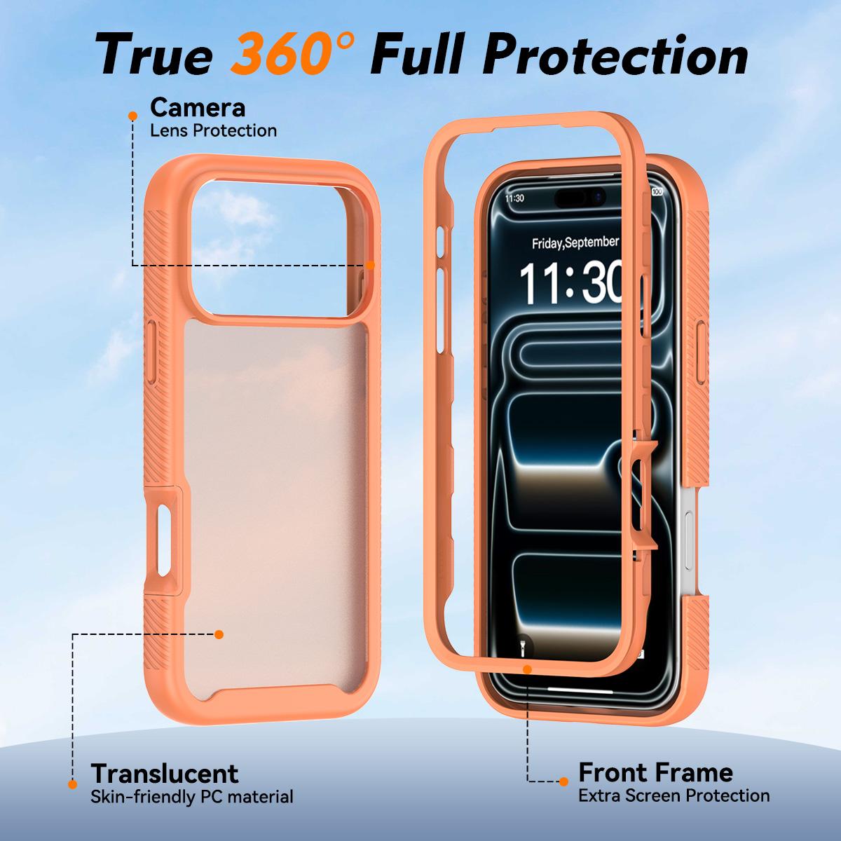 Compatible with iPhone 18 Pro Max Starry Sky Matte Two-Tone Shockproof TPU Dual-Layer PC Phone Case - Orange