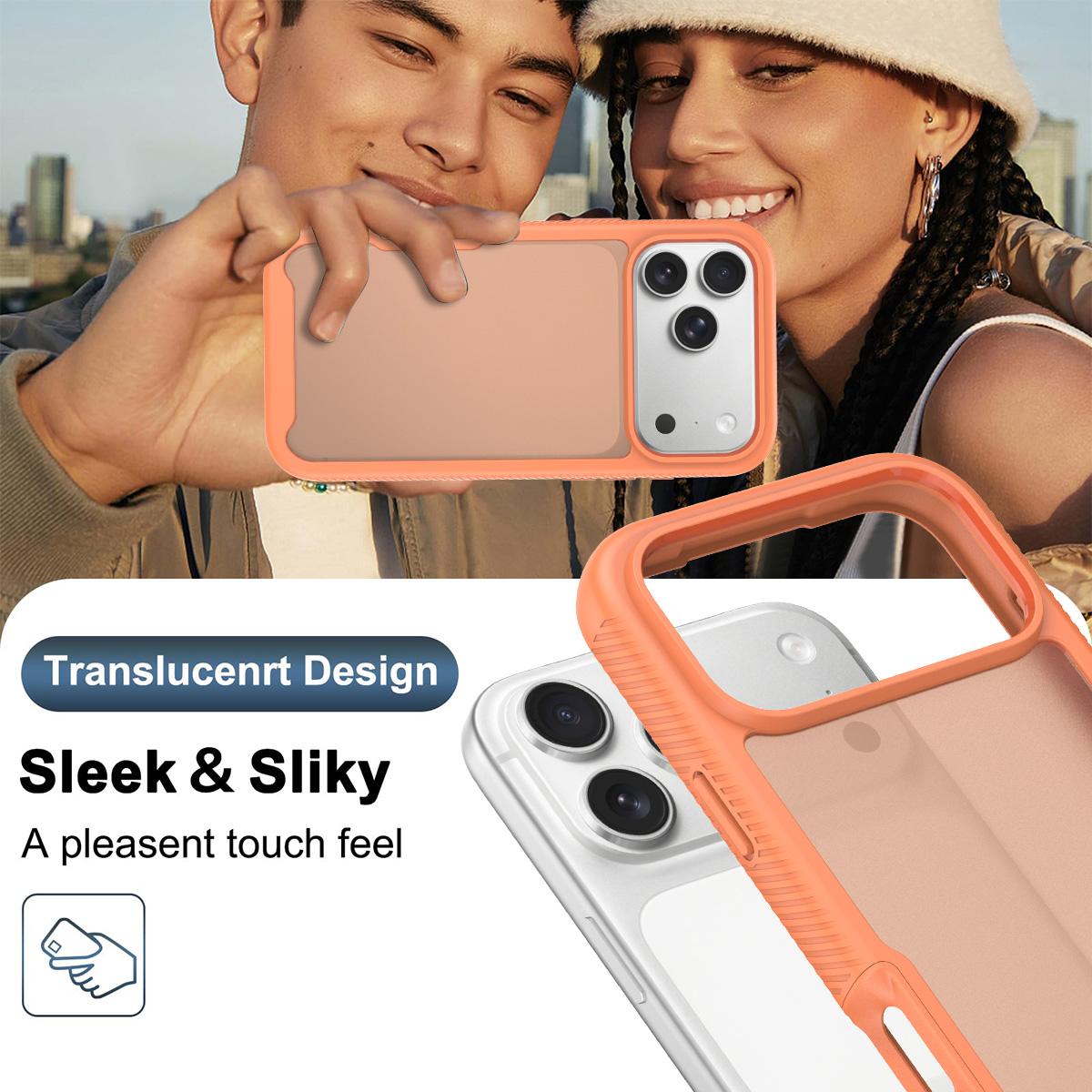Compatible with iPhone 18 Pro Max Starry Sky Matte Two-Tone Shockproof TPU Dual-Layer PC Phone Case - Orange