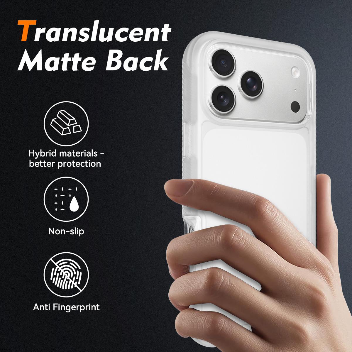 Compatible with iPhone 18 Pro Max Starry Sky Matte Two-Tone Shockproof TPU Dual-Layer PC Phone Case - Matte Transparent