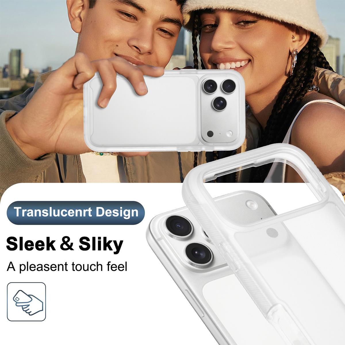 Compatible with iPhone 18 Pro Max Starry Sky Matte Two-Tone Shockproof TPU Dual-Layer PC Phone Case - Matte Transparent