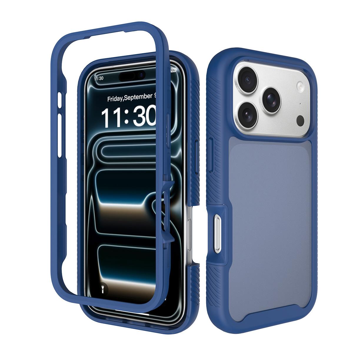 Compatible with iPhone 18 Pro Starry Sky Matte Two-Tone Shockproof TPU Dual-Layer PC Phone Case - Blue