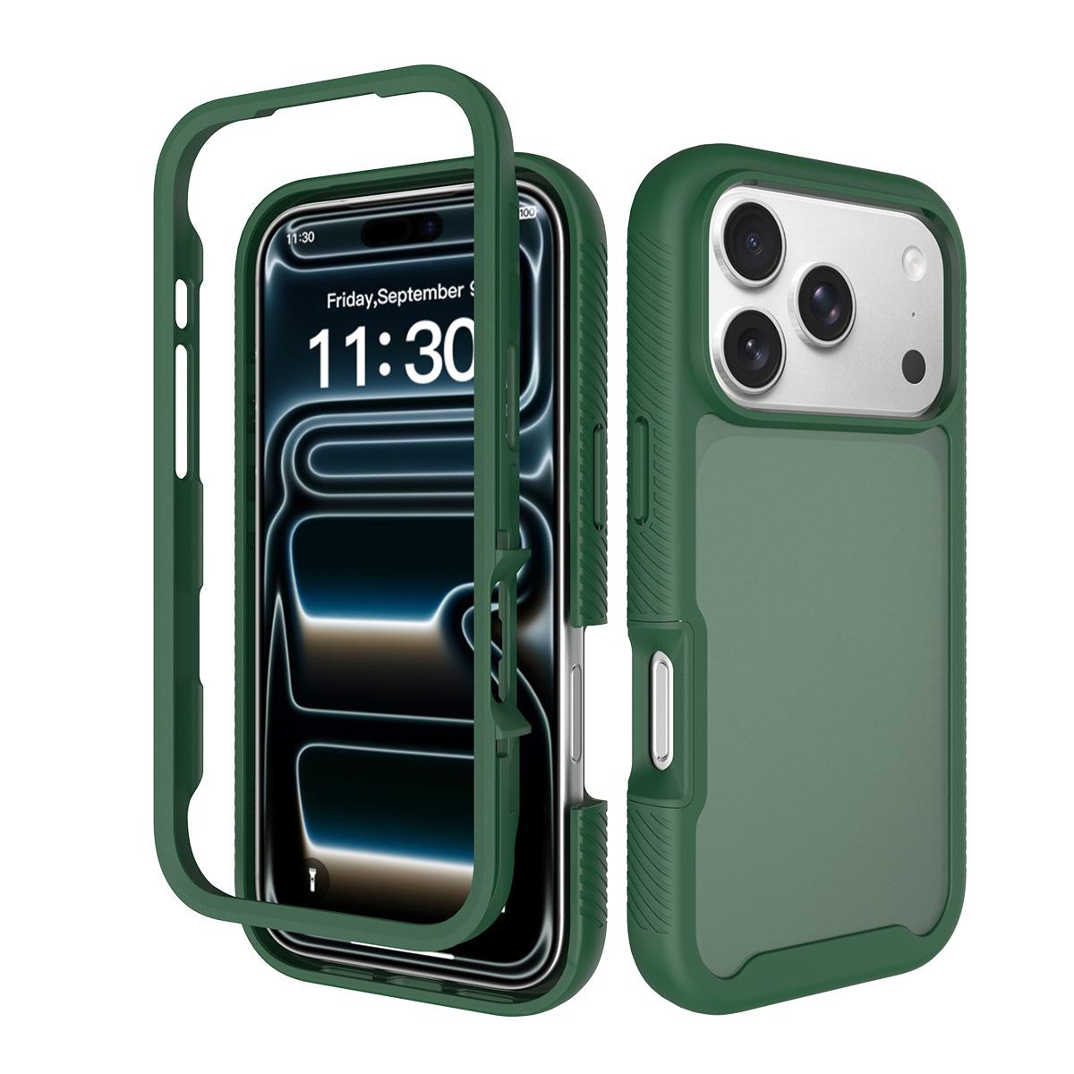 Compatible with iPhone 18 Pro Starry Sky Matte Two-Tone Shockproof TPU Dual-Layer PC Phone Case - Green