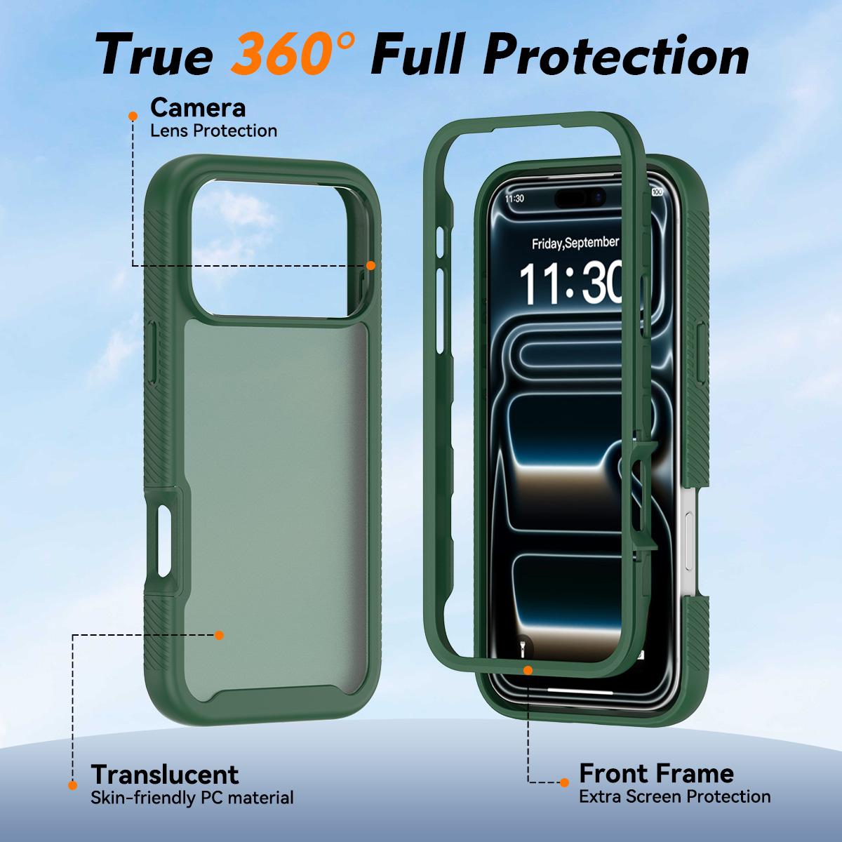 Compatible with iPhone 18 Pro Starry Sky Matte Two-Tone Shockproof TPU Dual-Layer PC Phone Case - Green