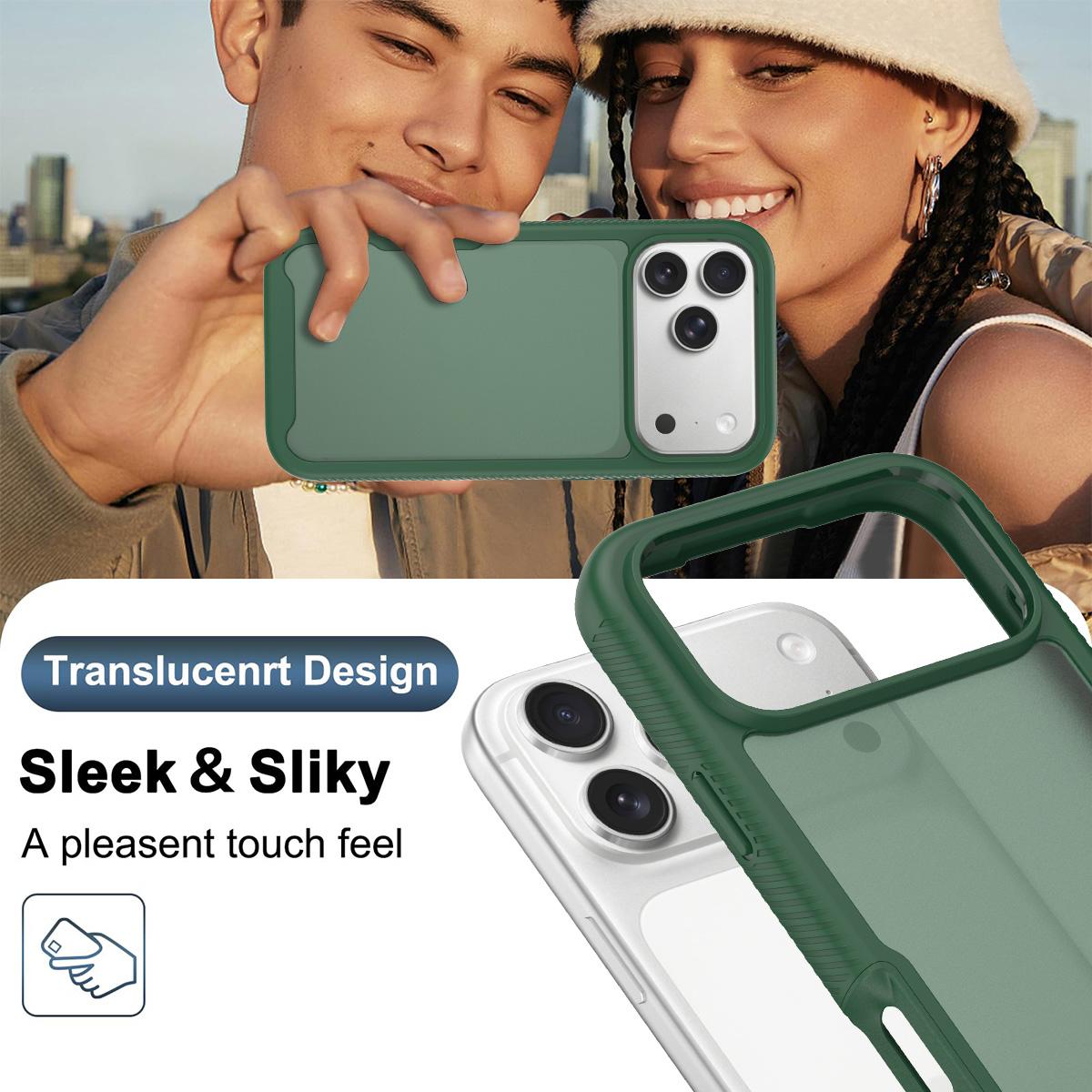 Compatible with iPhone 18 Pro Starry Sky Matte Two-Tone Shockproof TPU Dual-Layer PC Phone Case - Green