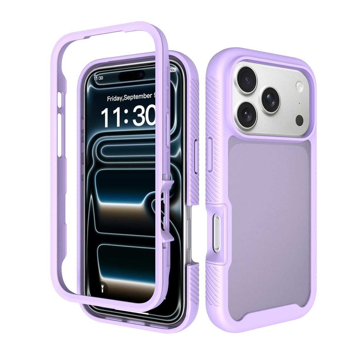 Compatible with iPhone 18 Pro Starry Sky Matte Two-Tone Shockproof TPU Dual-Layer PC Phone Case - Purple