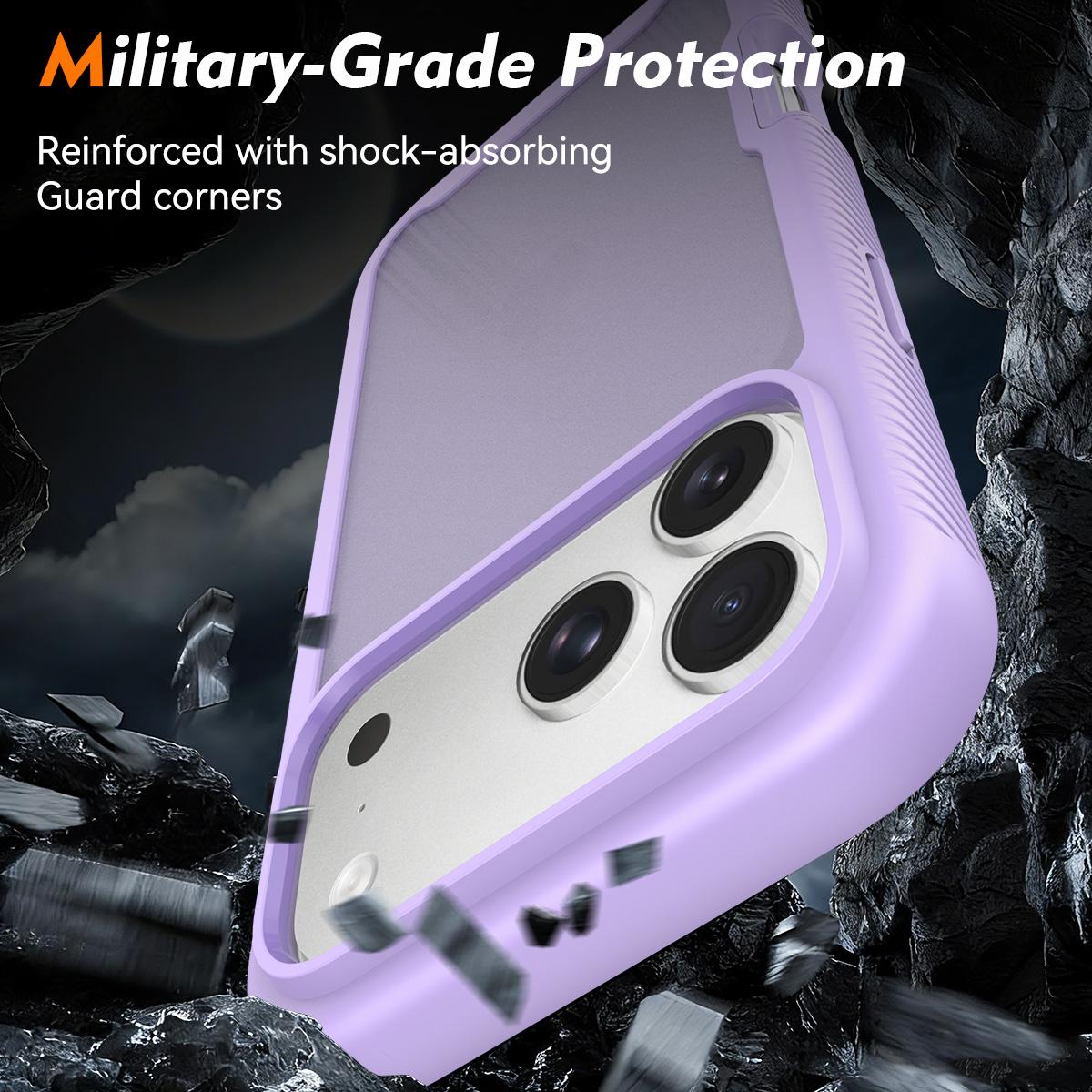 Compatible with iPhone 18 Pro Starry Sky Matte Two-Tone Shockproof TPU Dual-Layer PC Phone Case - Purple