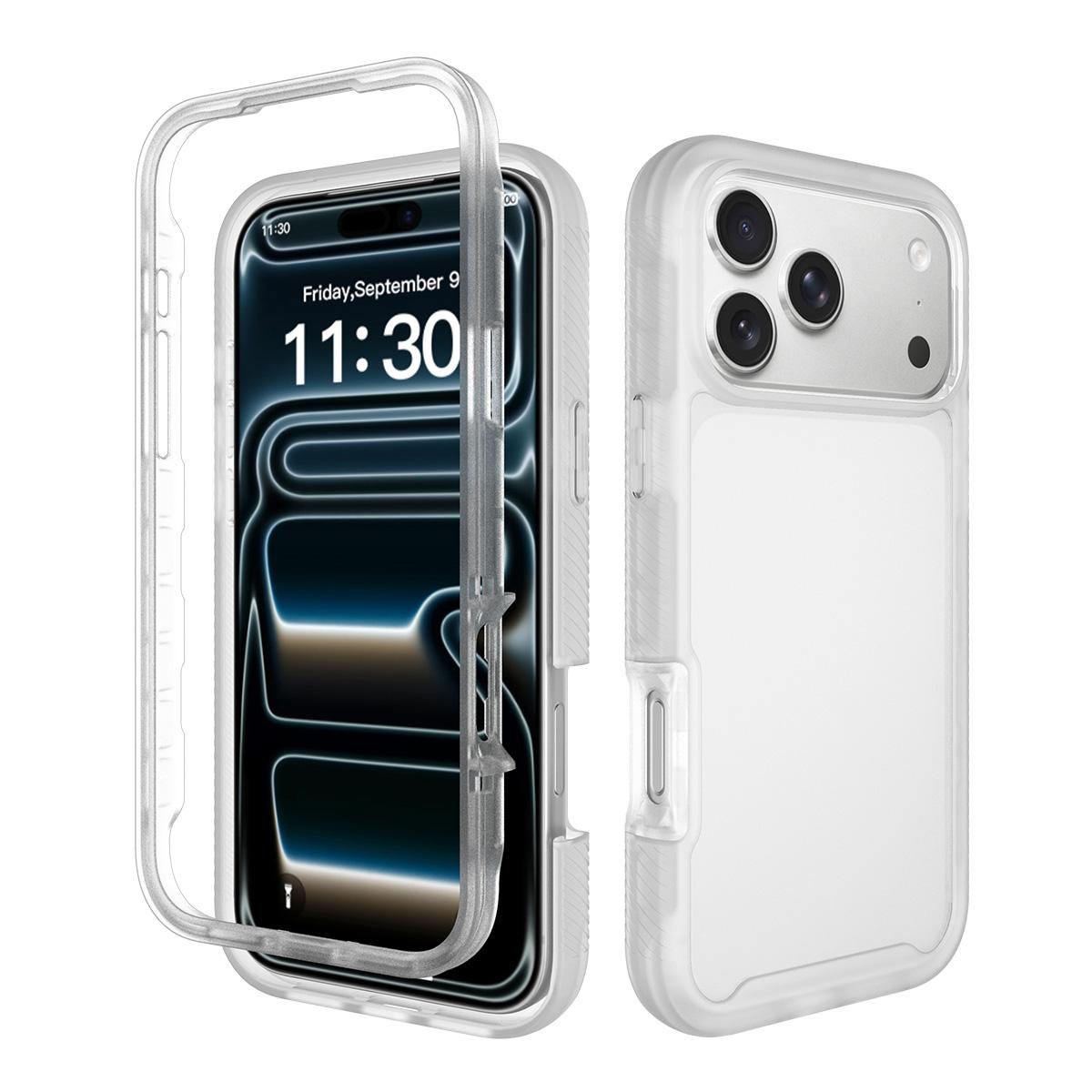 Compatible with iPhone 18 Pro Starry Sky Matte Two-Tone Shockproof TPU Dual-Layer PC Phone Case - Matte Transparent