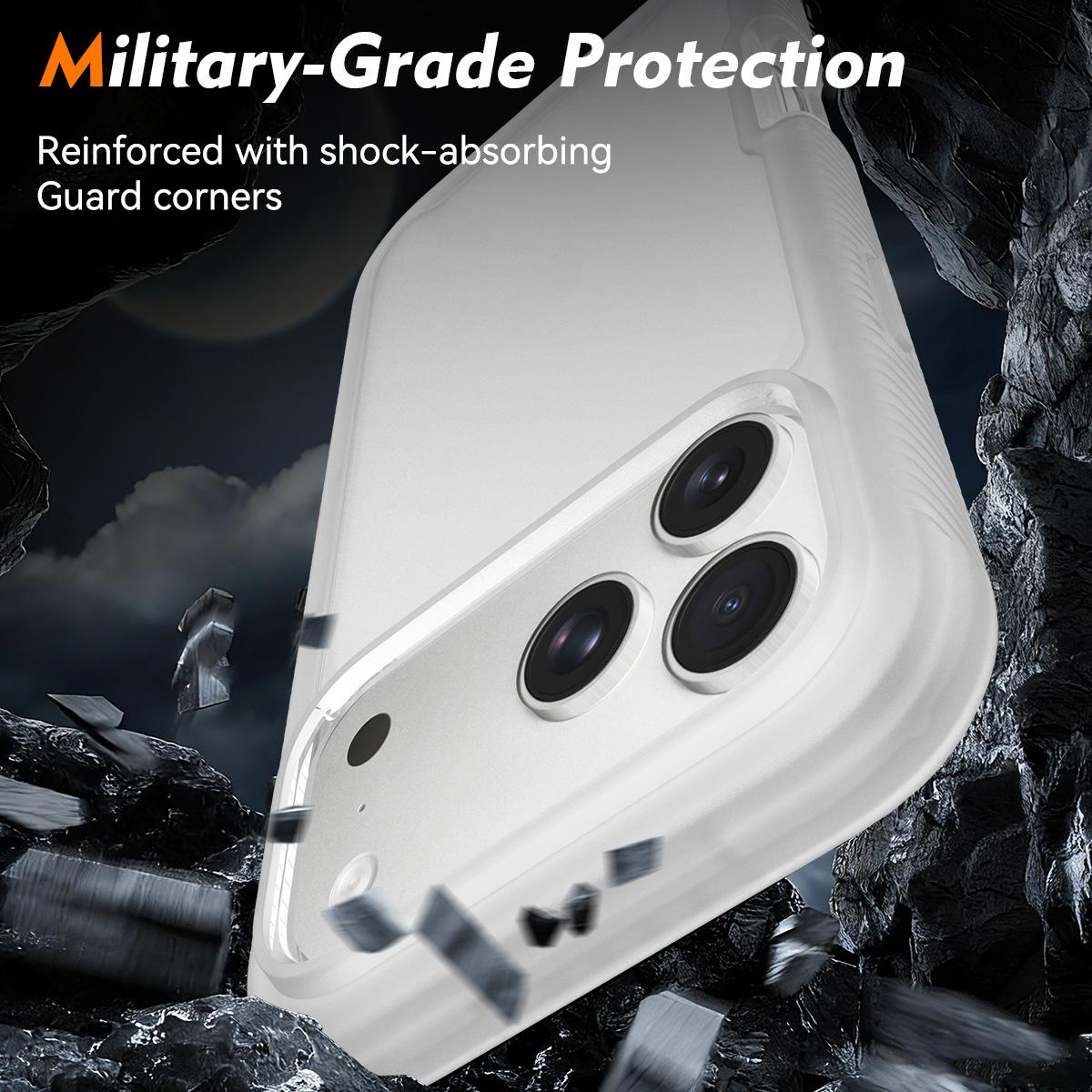 Compatible with iPhone 18 Pro Starry Sky Matte Two-Tone Shockproof TPU Dual-Layer PC Phone Case - Matte Transparent