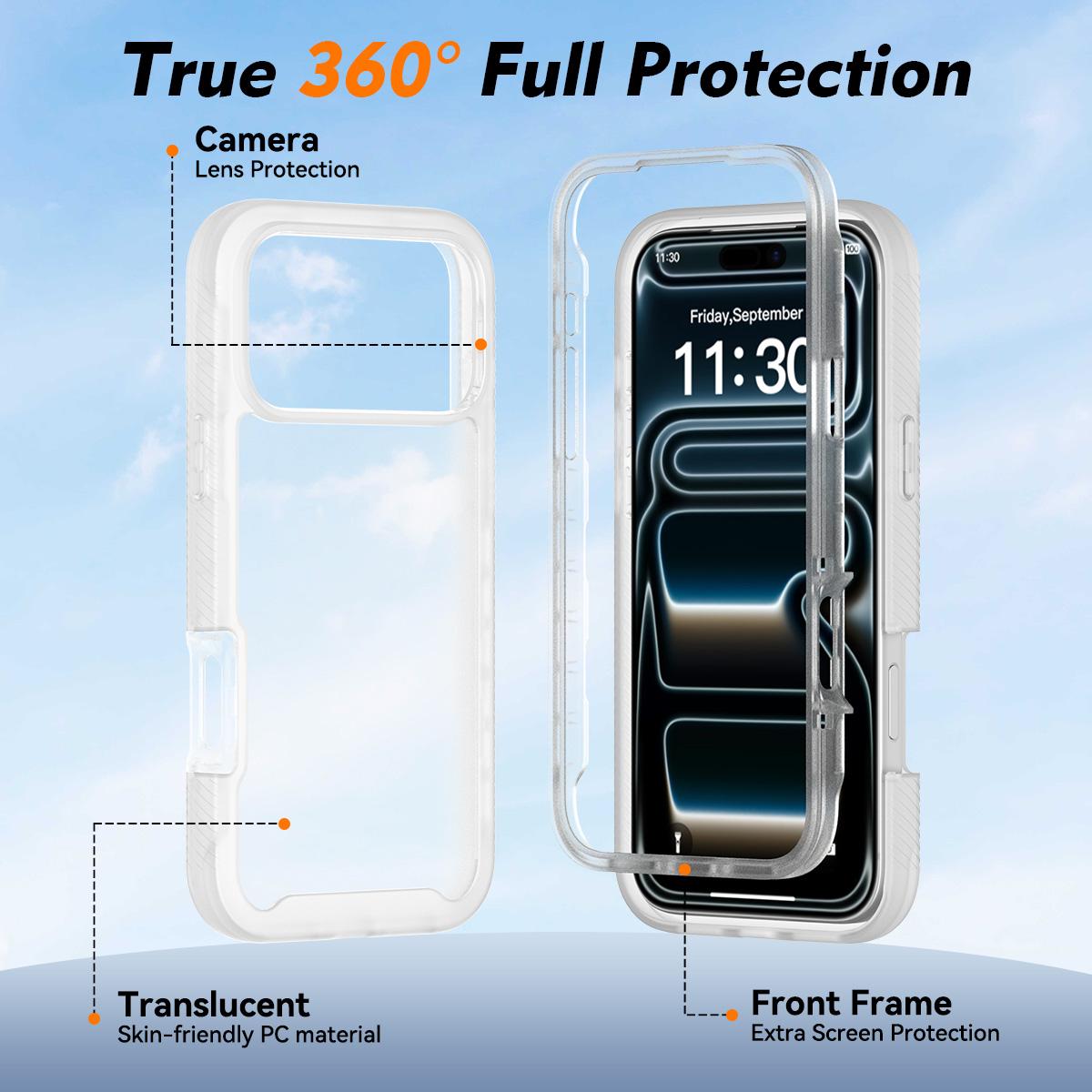 Compatible with iPhone 18 Pro Starry Sky Matte Two-Tone Shockproof TPU Dual-Layer PC Phone Case - Matte Transparent