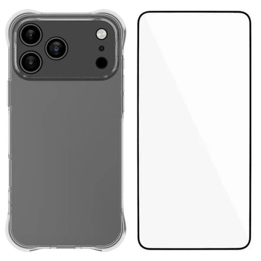 Compatible with iPhone 18 Pro Max WANLONFENG Transparent Four-Corner Shockproof TPU Phone Case with Screen Film - Transparent