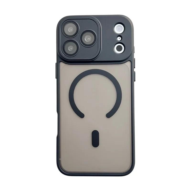 Compatible with iPhone 18 Pro Max WANLONFENG Skin-feel Magnetic PC Dual-Layer TPU Phone Case with Screen Protector - Black