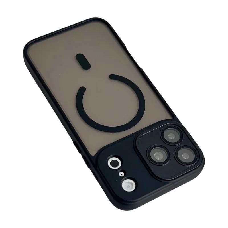 Compatible with iPhone 18 Pro Max WANLONFENG Skin-feel Magnetic PC Dual-Layer TPU Phone Case with Screen Protector - Black