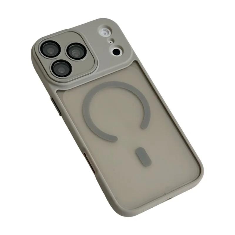 Compatible with iPhone 18 Pro Max WANLONFENG Skin-feel Magnetic PC Dual-Layer TPU Phone Case with Screen Protector - Grey