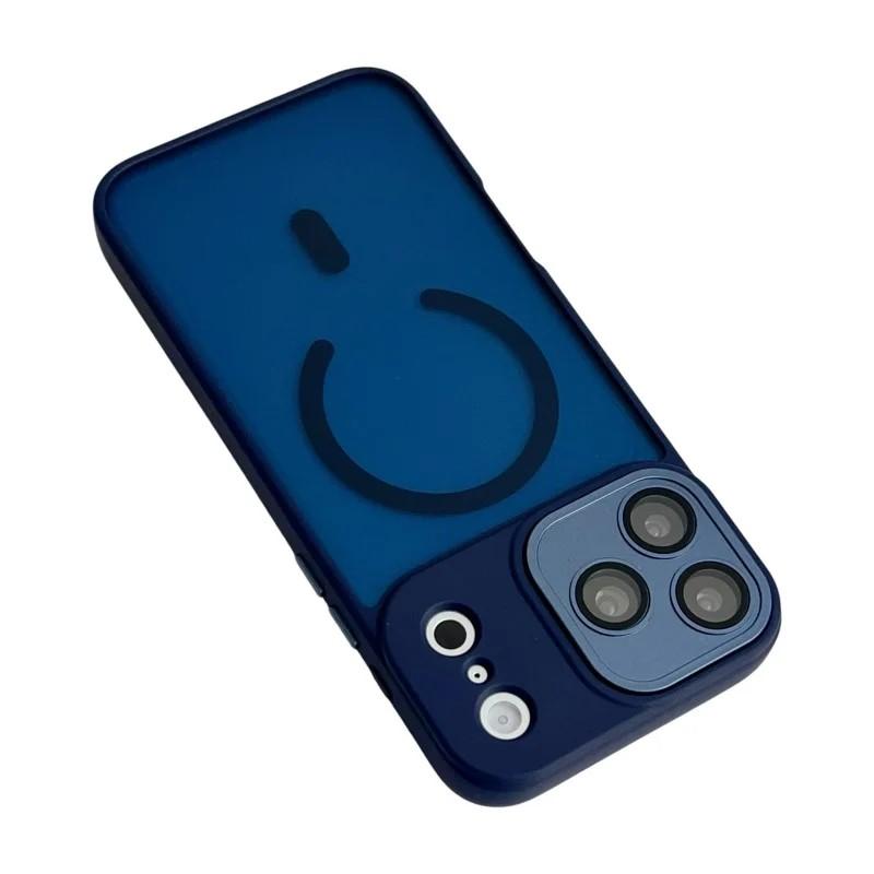 Compatible with iPhone 18 Pro Max WANLONFENG Skin-feel Magnetic PC Dual-Layer TPU Phone Case with Screen Protector - Blue